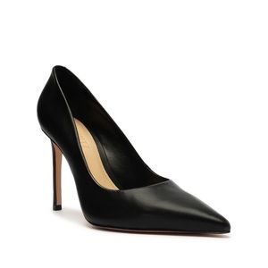 SCHUTZ Lou Lo Nappa Leather Black Pump NEW